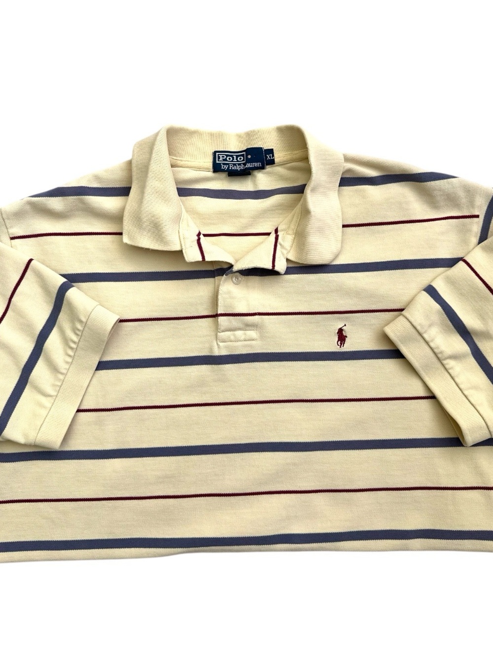 Vintage Ralph Lauren Butter Yellow Striped Polo with embroidered pony logo